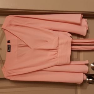 Pink faux wrap blouse